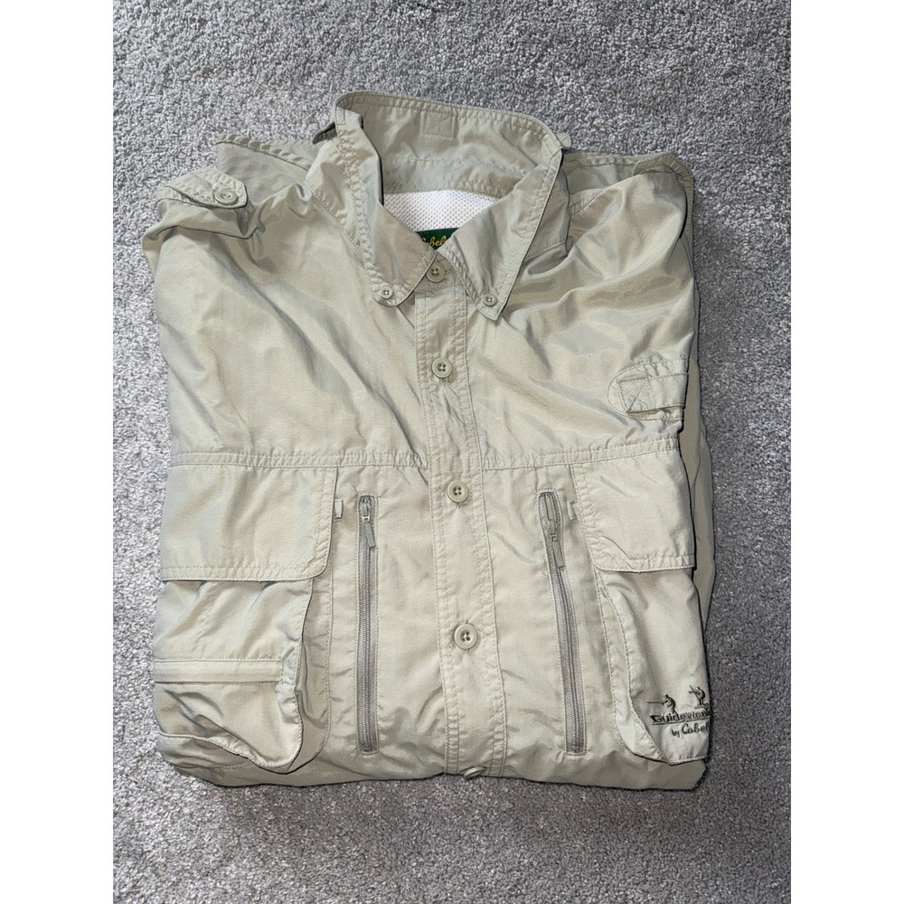 Cabela's Guidewear Fishing Shirt Men 2XLT UPF Vented Hiking Camping Outdoor Gree